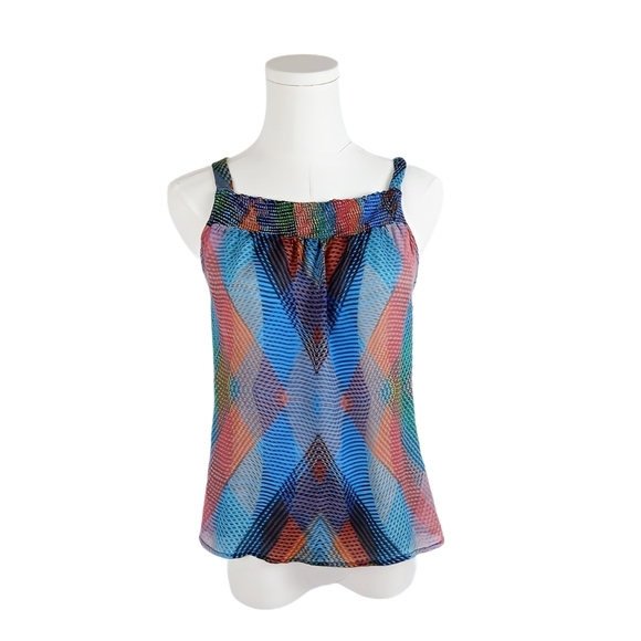 Anthropologie Conditions Apply Multicolor Geometric Tie-Back Top S Sleeveless - Picture 1 of 6
